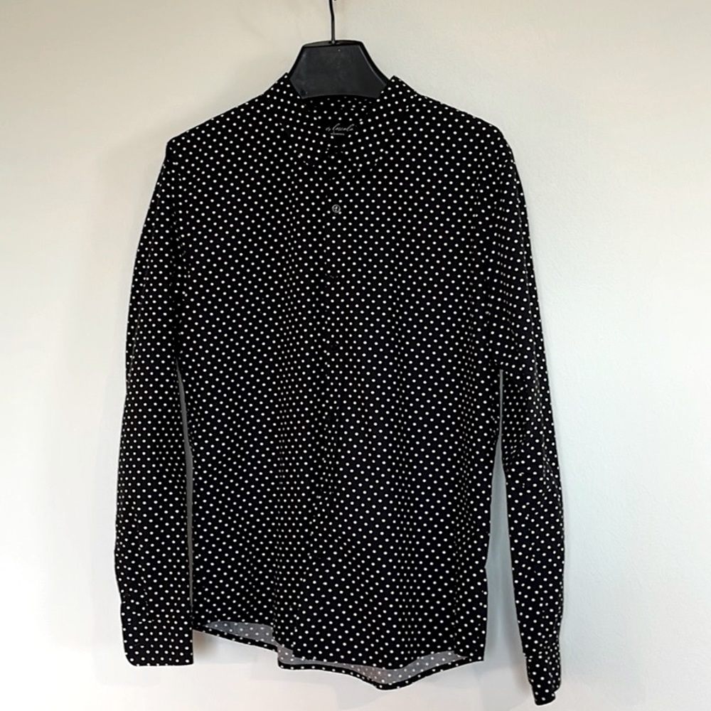 Polka dot black and white San Francisco handmade dress shirt.